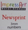 Basic Newsprint Number Stamping Set,  SCE1116-3mm