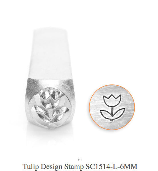 Tulip Design Stamp, Metal Stamp, SC1514-L-6MM