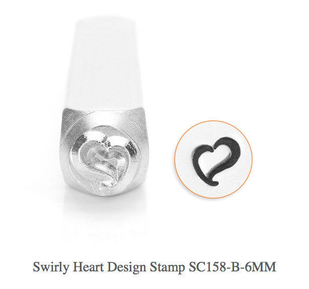 Swirly Heart Design Stamp, SC158-B-6MM