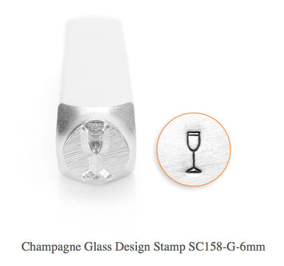 Champagne Glass Design Stamp, SC158-G-6MM