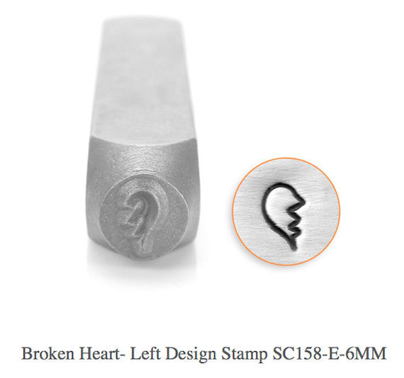 Broken Heart-Left Design Stamp, SC158-E-6MM,