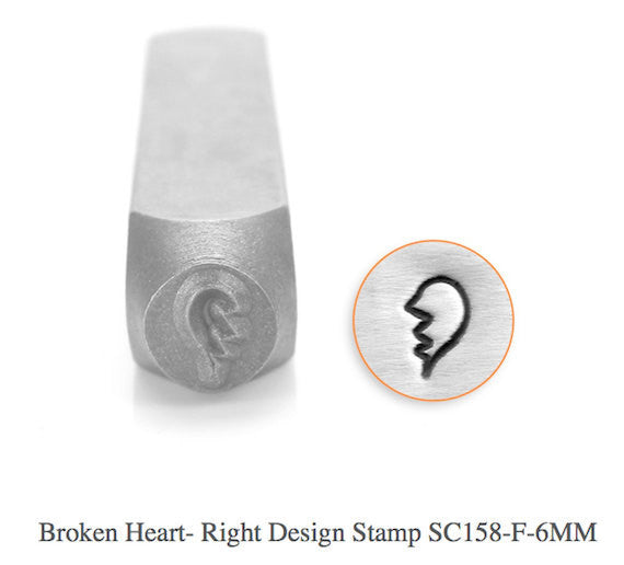 Broken Heart-Right Design Stamp, SC158-F-6MM