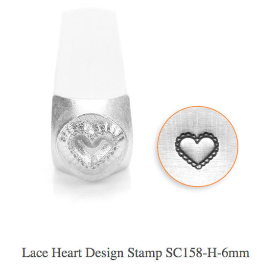 Lace Heart Design Stamp, SC158-H-6MM