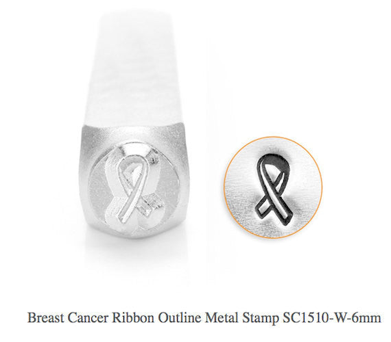 Breast Cancer Ribbon Outline Design Stamp, SC1510-W-6MM