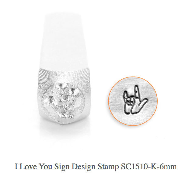 I Love You Symbol Design Stamp, ASL Sign, SC1510-K-6MM