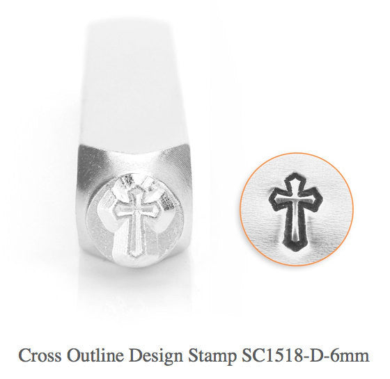 Cross Outline Design Stamp, SC1518-D-6MM